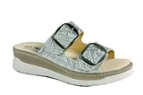 CALZATURA ORTOPEDICA DI SERIE PREDISPOSTA PER PLANTARE M3140 CIABATTA DONNA ST INTRECCIO LAMINATO ARGENTO FORMA CALZATA L 38