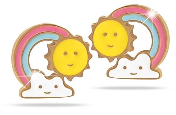 MJ POST 483 ORECCHINO DEFINITIVO MEDICAL JEWELS ARCOBALENO SOLE NUVOLA