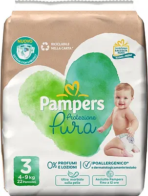 PAMPERS PROTEZIONE PURA MIDI PANNOLINI 22 PEZZI PAMPERS PROTEZIONE PURA MIDI PANNOLINI 22 PEZZI