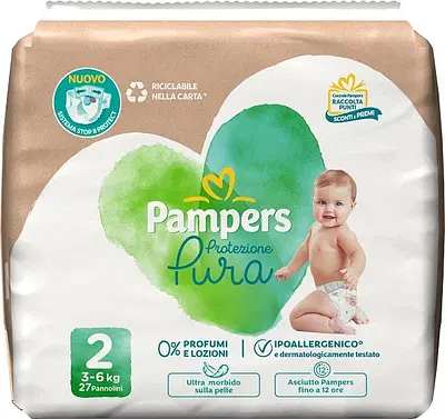 PAMPERS PROTEZIONE PURA MINI PANNOLINI 27 PEZZI PAMPERS PROTEZIONE PURA MINI PANNOLINI 27 PEZZI