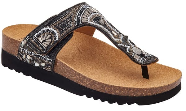 Calzatura Lisboa Flip Flop Microfibre+Beads W Black 37
