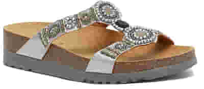 CALZATURA NEW BOGOTA' WEDGE SATIN+BEADS W SILVER/PEWTER 41