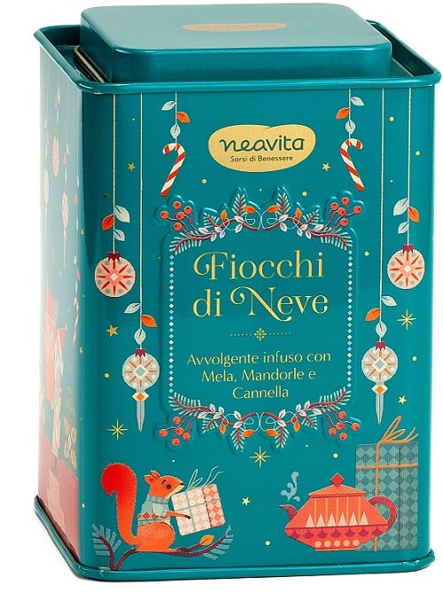 Neavita Infuso Fiocchi Di Neve Filtroscrigno In Square Tin Verde Natale 12 Filtri Da 3,5 G