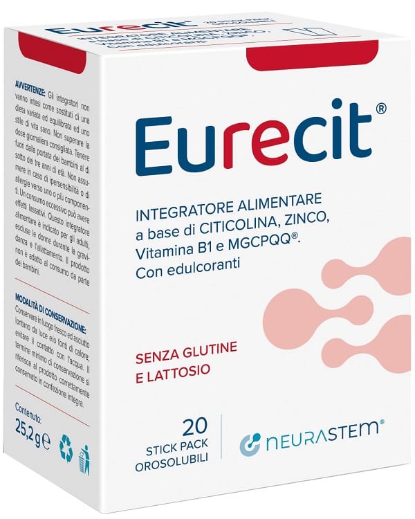 EURECIT 20 STICK PACK OROSOLUBILI DA 1,26 G CON EDULCORANTI SENZA GLUTINE SENZA LATTOSIO