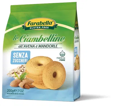 FARABELLA CIAMBELLINE SENZA ZUCCHERO ALL'AVENA E MANDORLE 200 G FARABELLA CIAMBELLINE SENZA ZUCCHERO ALL'AVENA E MANDORLE 200 G