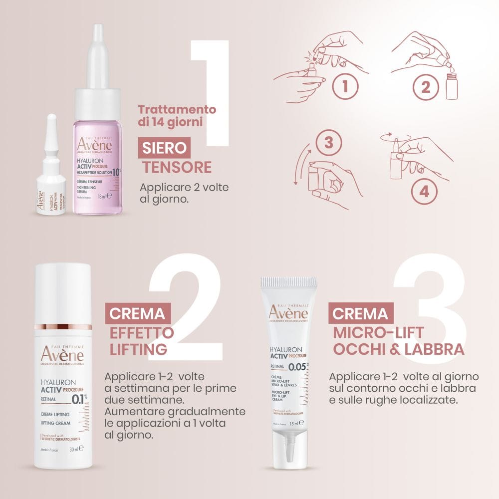 Eau Thermale Avène Hyaluron Activ Procedure Crema Effetto Lifting, Anti età, la pelle appare 7 anni più giovane, con Retinal, Niacinamide, Acido Ialuronico, 30ml 