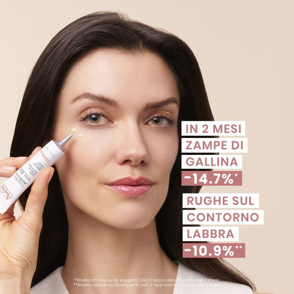 Eau Thermale Avène Hyaluron Activ Procedure Micro-Lift Crema Labbra & Occhi, Effetto lifting occhi, Corregge rughe e rughe profonde, con Retinal, Niacinamide, Acido Ialuronico, 15ml 