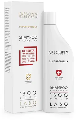 SHAMPOO CRESCINA RI-CRESCITA SUPERFORMULA 1300 UOMO 150 ML SHAMPOO CRESCINA RI-CRESCITA SUPERFORMULA 1300 UOMO 150 ML