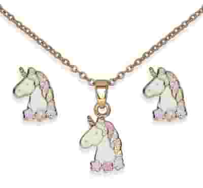BJS014 PARURE QUEEN UNICORN GOLD PLATED