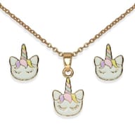 BJS015 PARURE THOUGHTFUL UNICORN GOLD PLATED