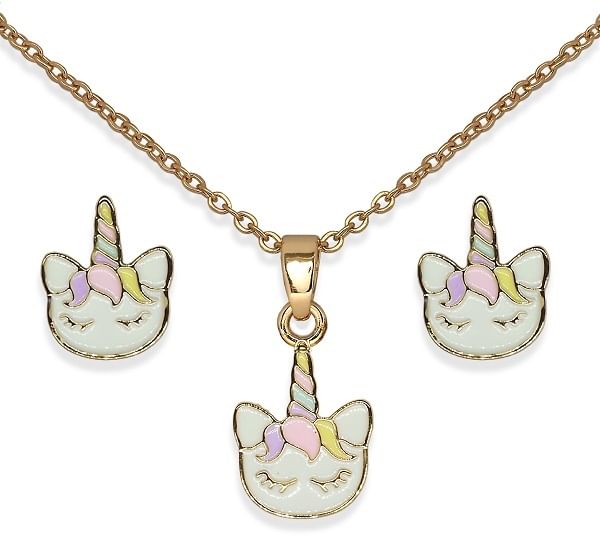 Bjs015 Parure Thoughtful Unicorn Gold Plated