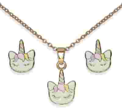BJS015 PARURE THOUGHTFUL UNICORN GOLD PLATED