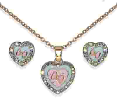 BJS018 PARURE HEART IN HEART GOLD PLATED