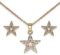 BJS019 PARURE CRYSTAL STAR GOLD PLATED