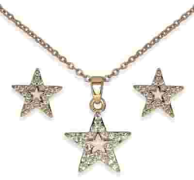 BJS019 PARURE CRYSTAL STAR GOLD PLATED