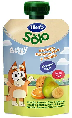 HERO SOLO POUCH BLUEY BANANA/PERA/ARANCIA/BISCOTTO 100 G HERO SOLO POUCH BLUEY BANANA/PERA/ARANCIA/BISCOTTO 100 G