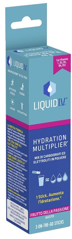 LIQUID IV HYDRATION MULTIPLIER FRUTTO DELLA PASSIONE 3 ON-THE-GO STICKS DA 12 G