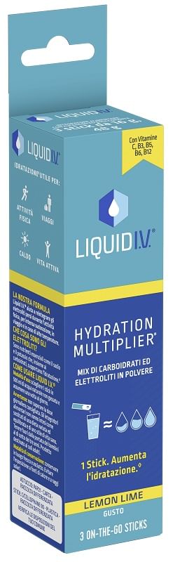 LIQUID IV HYDRATION MULTIPLIER LEMON LIME 3 ON-THE-GO STICKS DA 12 G
