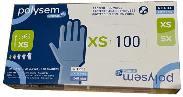 POLYSEM GUANTI NITRILE SENZA POLVERE XS 100 PEZZI