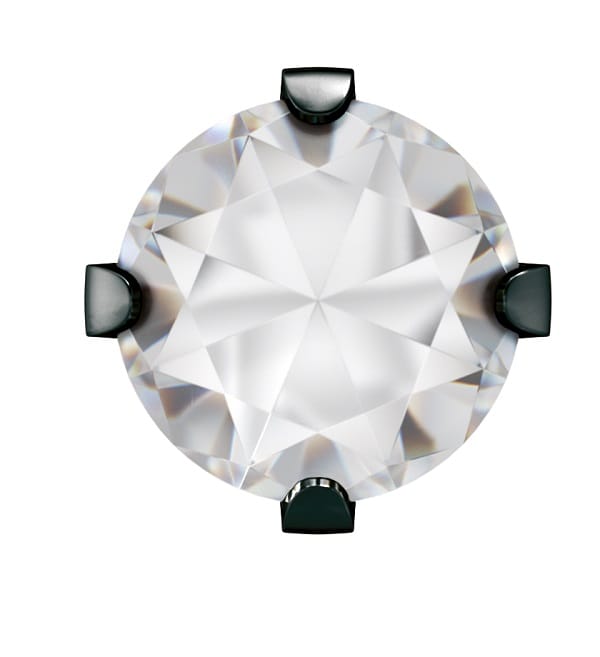 System75 Zircone Cubico Cristallo 4 Mm Acciaio Chirurgico Nero 2 Pezzi 265-image