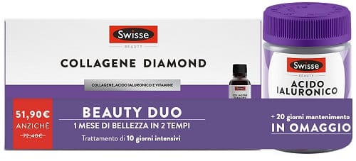 SWISSE PROMO COLLAGENE DIAMOND 10 FLACONCINI + ACIDO IALURONICO HA 40 GOMMOSE