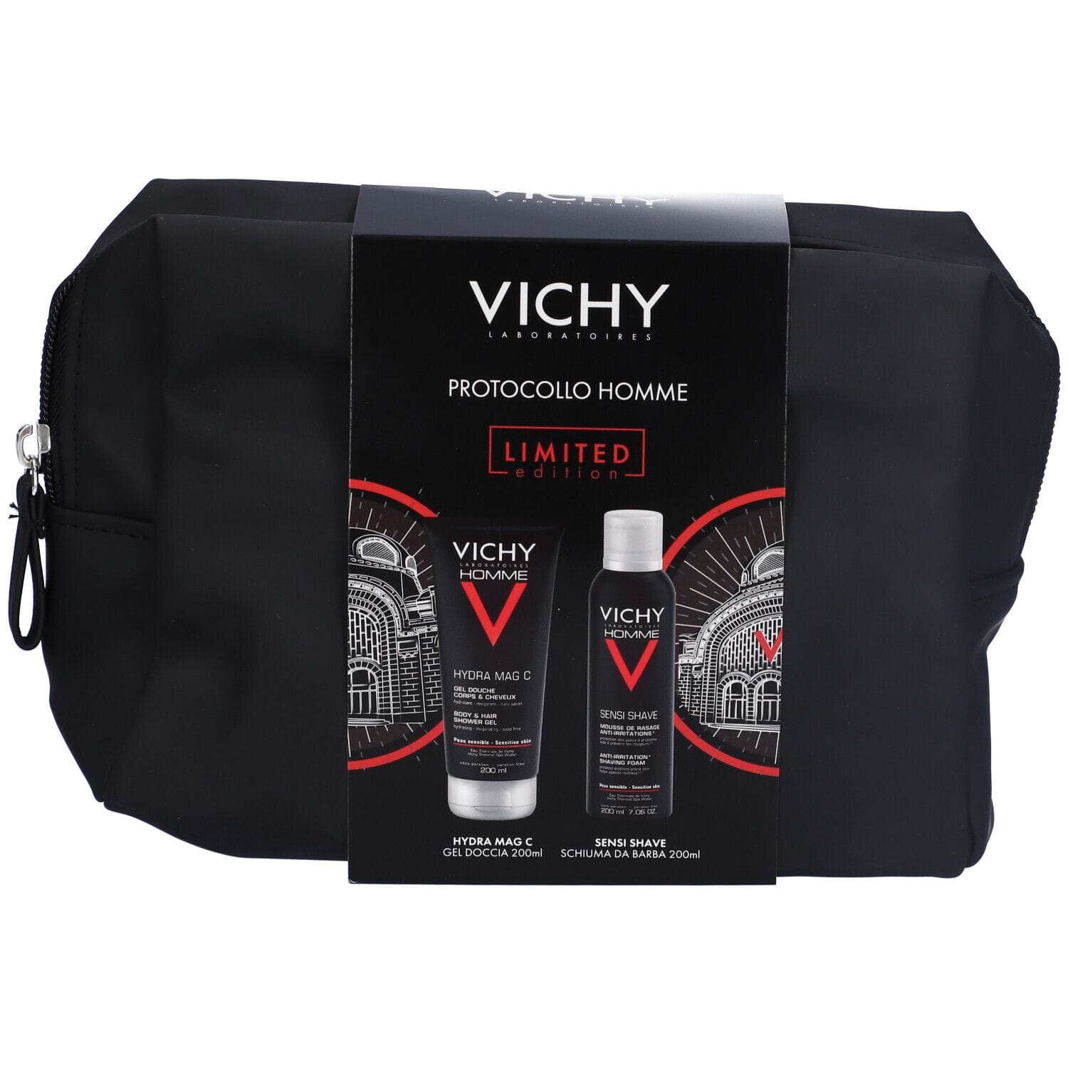 VICHY HOMME POCHETTE NATALE 2025 1 GEL DOCCIA 200 ML + 1 SCHIUMA BARBA 200 ML