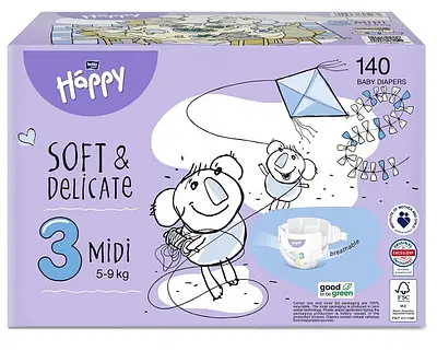 HAPPY PANNOLINI MIDI COLORATI TAGLIA 3 BOX 2 CONFEZIONI DA 70 PEZZI HAPPY PANNOLINI MIDI COLORATI TAGLIA 3 BOX 2 CONFEZIONI DA 70 PEZZI