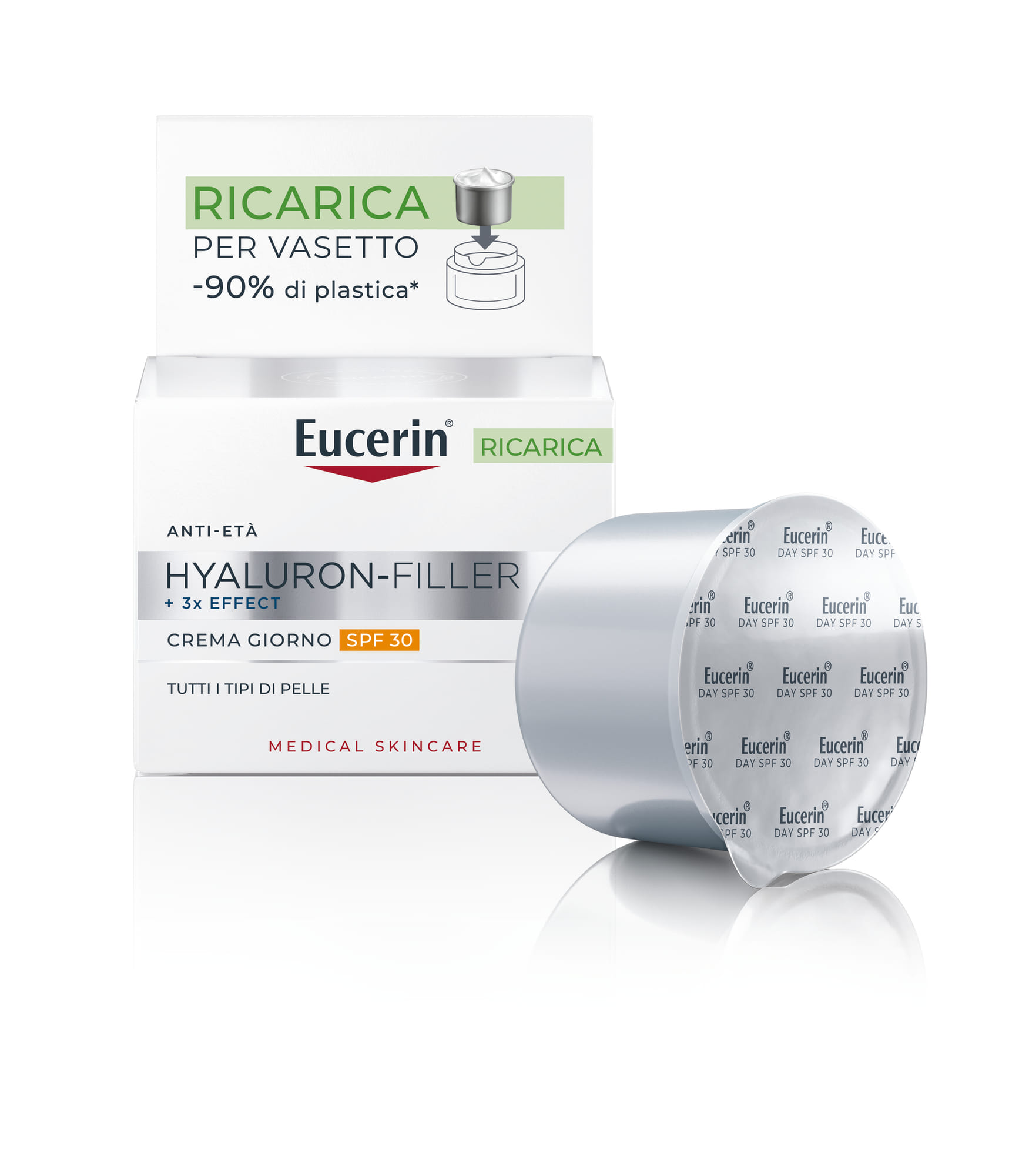 Eucerin Hyaluron Filler + 3 X Effect Crema Giorno Spf30 Ricarica 50 Ml