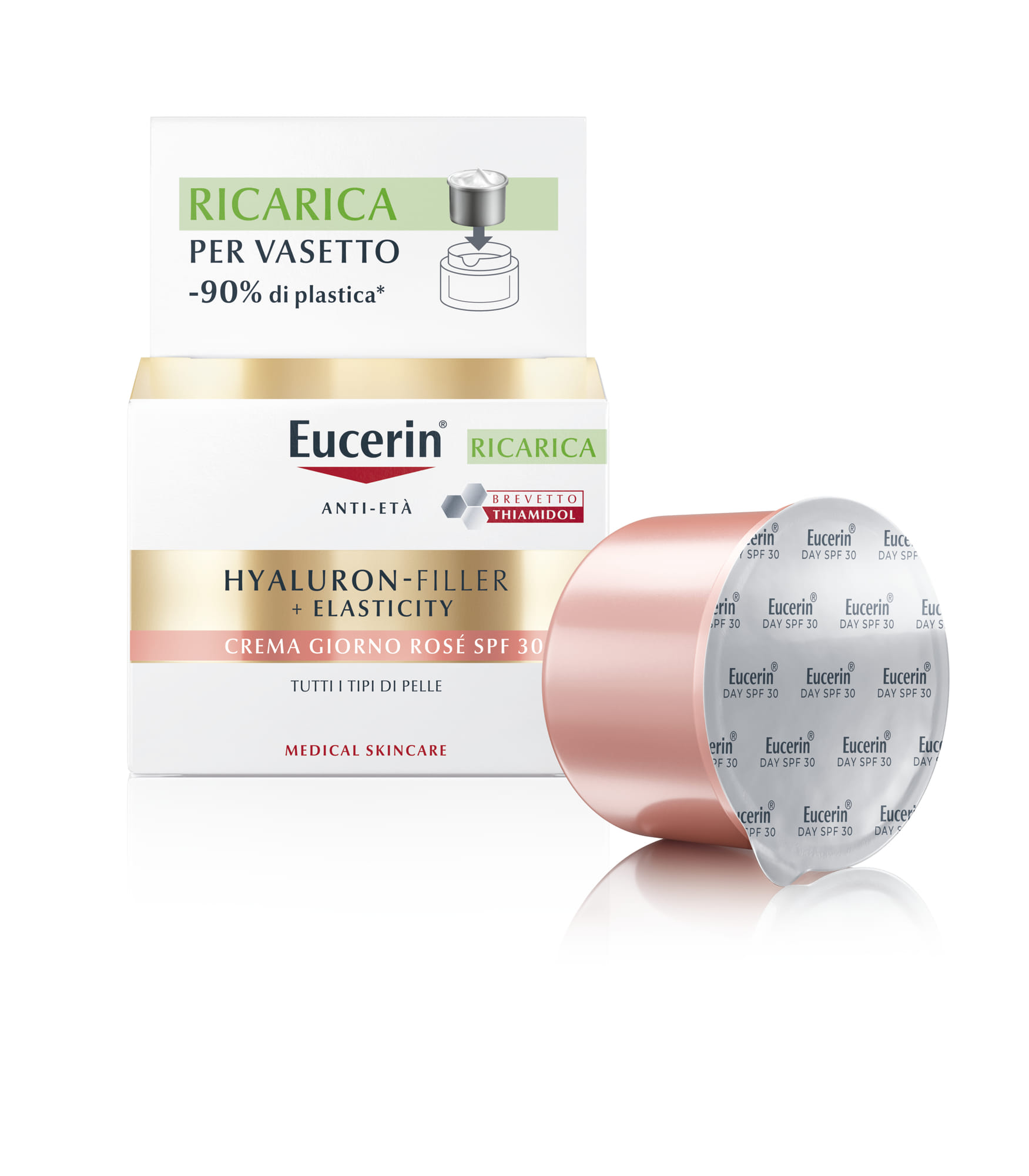 Eucerin Hyaluron Filler + Elasticity Crema Giorno Rose' Spf30 Ricarica 50 Ml