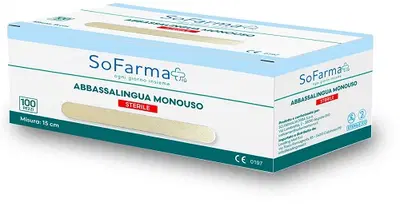 ABBASSALINGUA MONOUSO IN LEGNO STERILE 100 PEZZI SOFARMAPIU' ABBASSALINGUA MONOUSO IN LEGNO STERILE 100 PEZZI SOFARMAPIU'