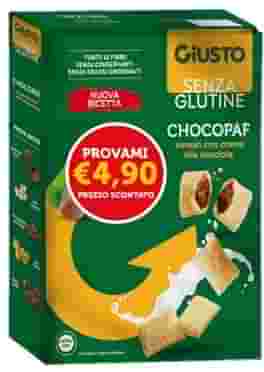 GIUSTO SENZA GLUTINE CHOCOPAF 250 G TAGLIO PREZZO 4,90 EURO GIUSTO SENZA GLUTINE CHOCOPAF 250 G TAGLIO PREZZO 4,90 EURO