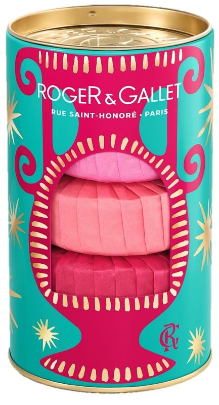 ROGER & GALLET SET NATALE SAPONETTE ROSE 100 G + FLEUR DE FIGUIER 100 G + GINGEMBRE ROUGE 100 G