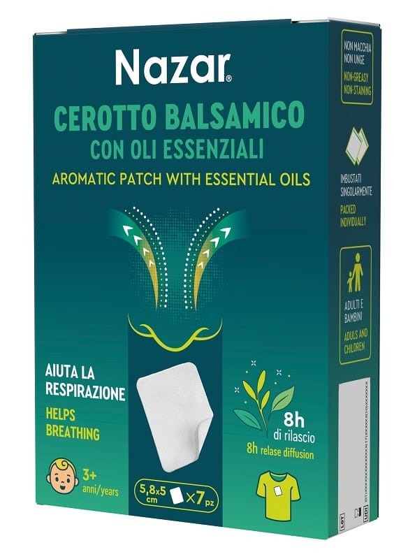 NAZAR CEROTTO BALSAMICO ADESIVO CON OLI ESSENZIALI 5,8X5 CM 7 PEZZI