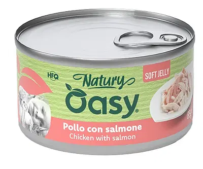OASY WET CAT NATURY SOFT JELLY POLLO CON SALMONE LATTINA 85 G OASY WET CAT NATURY SOFT JELLY POLLO CON SALMONE LATTINA 85 G