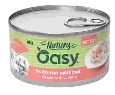 OASY WET CAT NATURY SOFT JELLY POLLO CON SALMONE LATTINA 85 G