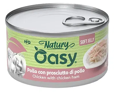 OASY WET CAT NATURY SOFT JELLY POLLO CON PROSCIUTTO DI POLLO LATTINA 85 G OASY WET CAT NATURY SOFT JELLY POLLO CON PROSCIUTTO DI POLLO LATTINA 85 G