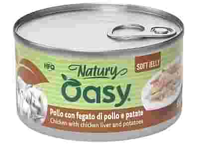 OASY WET CAT NATURY SOFT JELLY POLLO CON FEGATO E PATATE LATTINA 85 G
