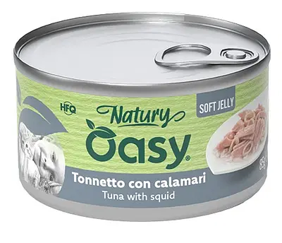 OASY WET CAT NATURY SOFT JELLY TONNETTO CON CALAMARI LATTINA 85 G OASY WET CAT NATURY SOFT JELLY TONNETTO CON CALAMARI LATTINA 85 G