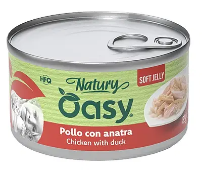 OASY WET CAT NATURY SOFT JELLY POLLO CON ANATRA LATTINA 150 G OASY WET CAT NATURY SOFT JELLY POLLO CON ANATRA LATTINA 150 G