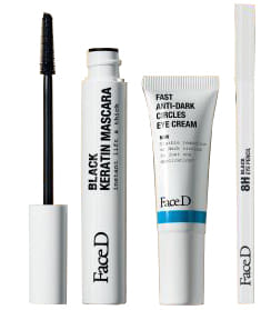 Face D Golden Eyes Kit Xmas25 1 Black Keratin Mascara + 1 Fast Anti Dark Circles Eye Cream 7 Ml + 1 8 H Black Eye Pencil + 1 Padded Pouch