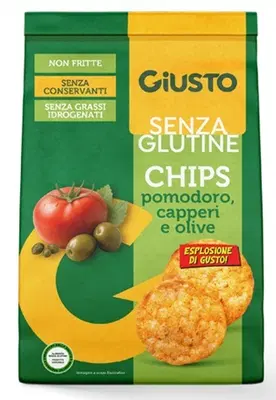 GIUSTO SENZA GLUTINE CHIPS POMODORO CAPPERI E OLIVE 40 G GIUSTO SENZA GLUTINE CHIPS POMODORO CAPPERI E OLIVE 40 G