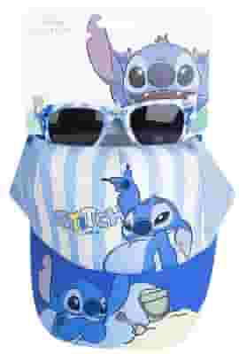 STITCH SET CAPPELLO/OCCHIALI DA SOLE AZZURRO A RIGHE E BLU