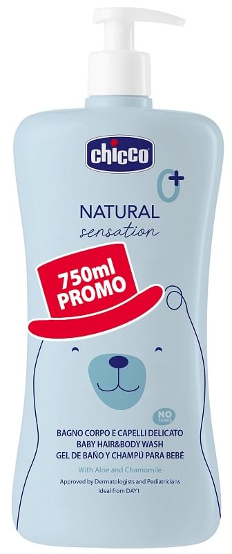 CHICCO NATURAL SENSATION DETERGENTE CORPO CAPELLI 200 ML 750 ML PROMO