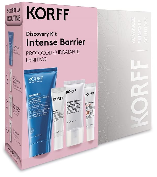 DISCOVERY KIT INTENSE BARRIER LATTE DETERGENTE 100 ML + SIERO 10 ML + CREMA 20 ML + CREMA FLUIDA 15 ML
