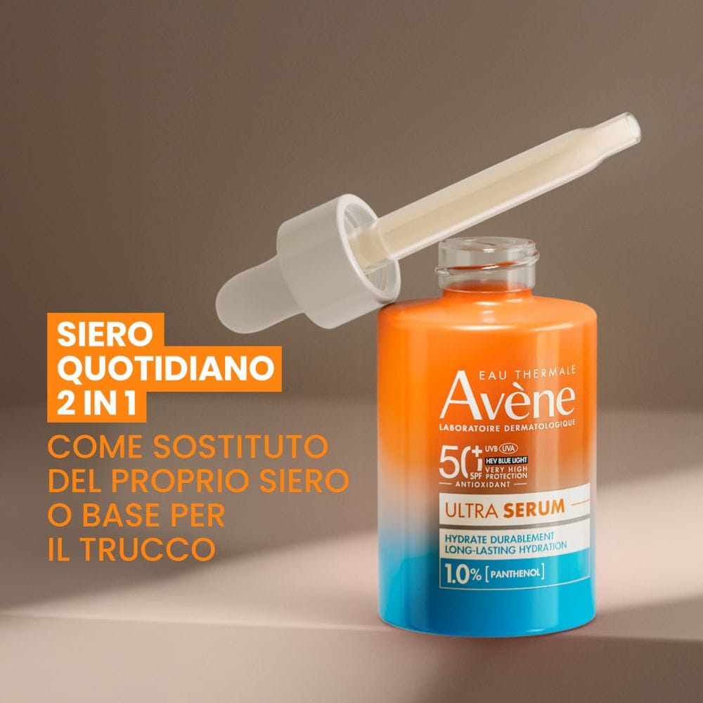 Eau Thermale Avène Ultra Siero SPF50+, Protezione solare viso molto alta,  Idratazione a lungo, 30ml 