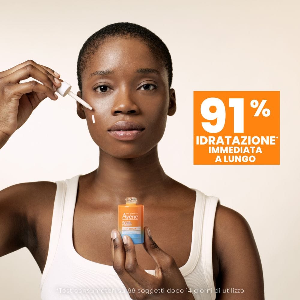 Eau Thermale Avène Ultra Siero SPF50+, Protezione solare viso molto alta,  Idratazione a lungo, 30ml 