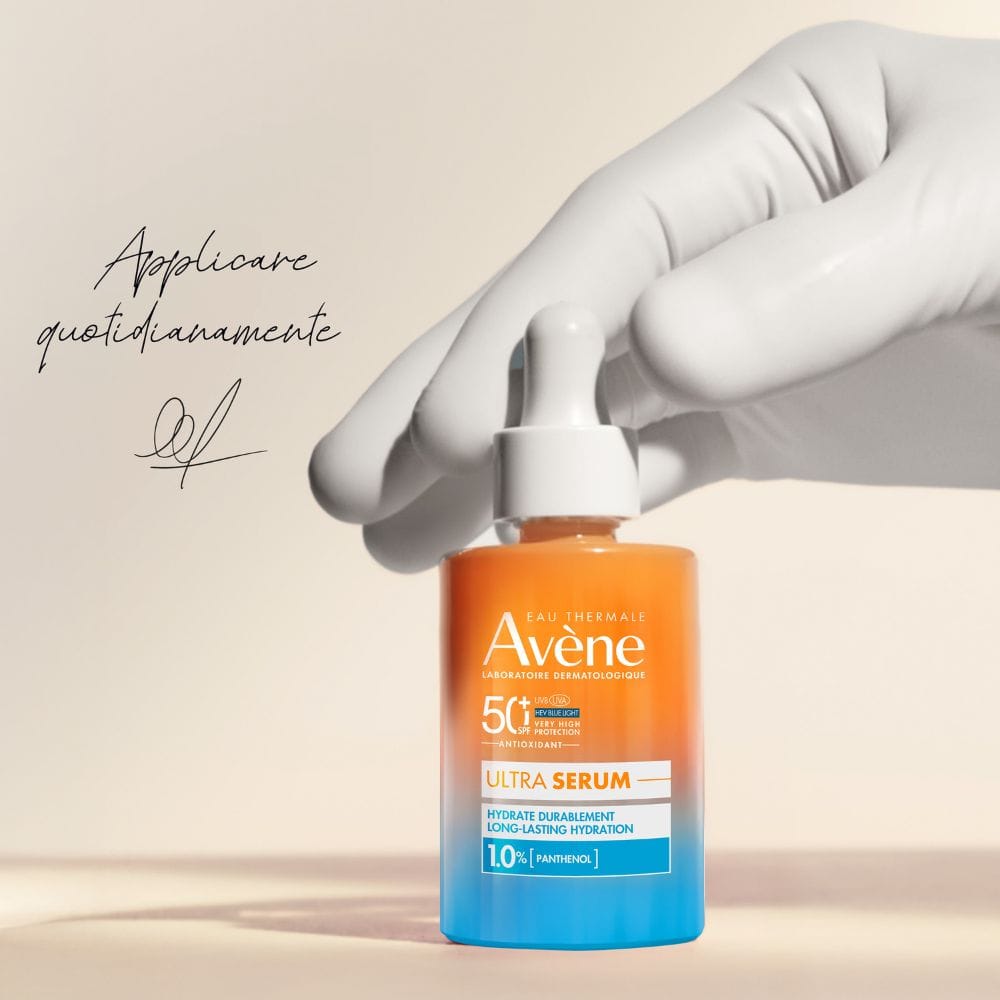 Eau Thermale Avène Ultra Siero SPF50+, Protezione solare viso molto alta,  Idratazione a lungo, 30ml 