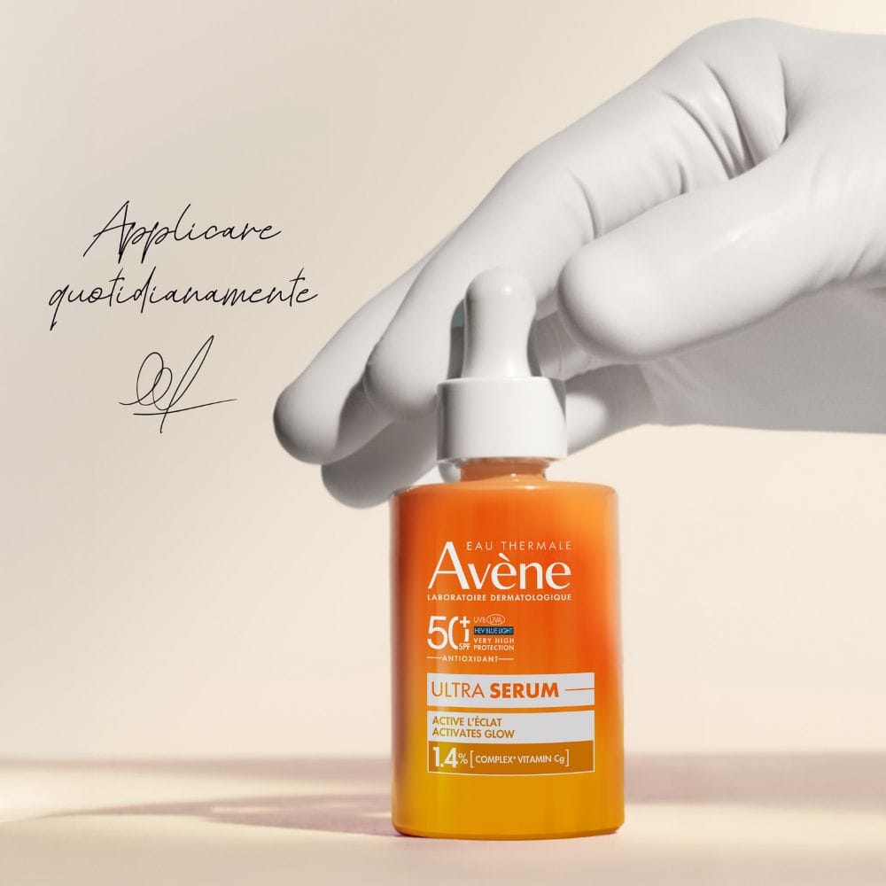 Eau Thermale Avène Ultra Siero SPF50+, Attiva la luminosità, Protezione solare viso molto alta,  30ml