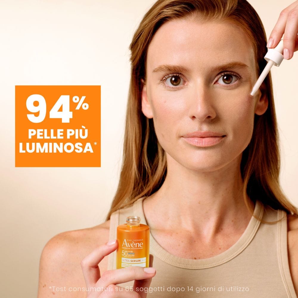 Eau Thermale Avène Ultra Siero SPF50+, Attiva la luminosità, Protezione solare viso molto alta,  30ml