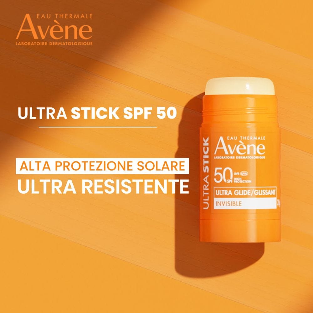 Eau Thermale Avène Ultra Stick SPF50, Alta Protezione solare, Finish invisibile Ultra Resistente, formato da viaggio, 45ml 